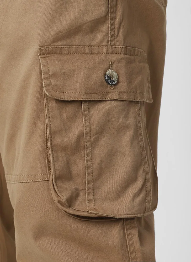 Urbano Fashion  Urbano Plus Men's Dark Khaki Regular Fit Solid Cargo Chino Pant with 6 Pockets for Men | Best Price UAE